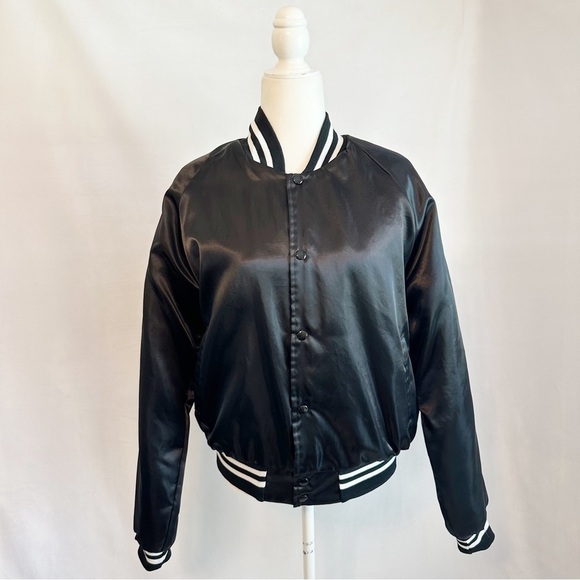 Vintage Other - VTG 90s Auburn Sportswear Softball Champions Black Satin Bomber Jacket Medium